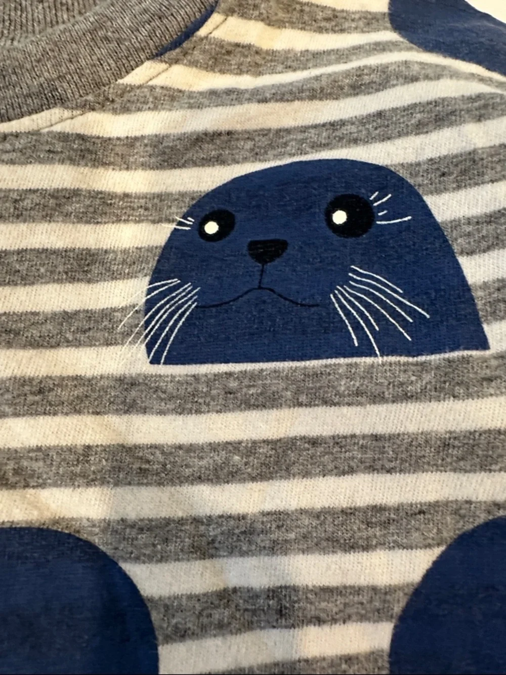 Tea Collection Kids Grey Striped Seal Polka Dot Cotton‎ T-Shirt Size 4-5